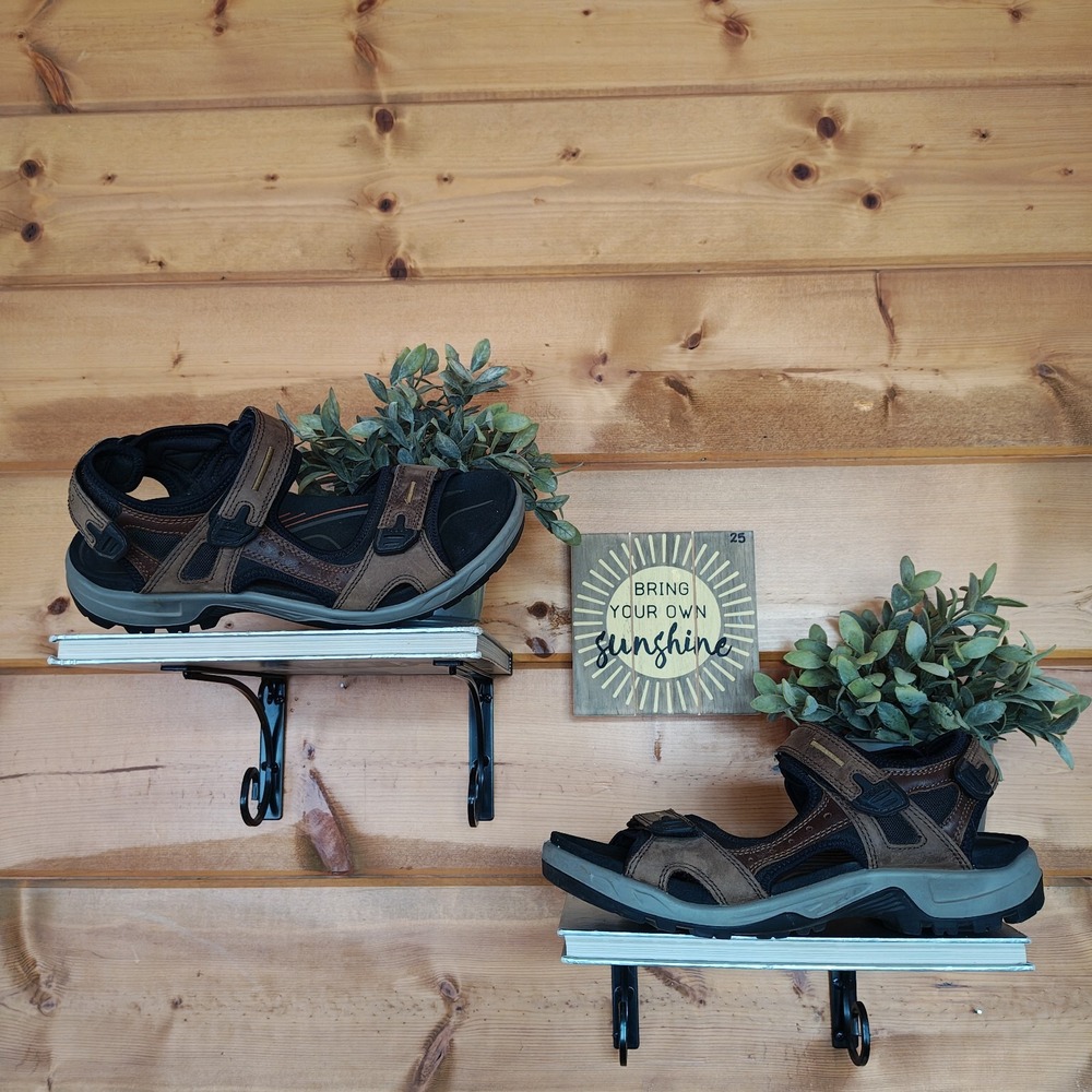 Ecco Yucatan Hiking Sandals Brown Leather Shoes Athletic Outdoor Active Sz 43/10